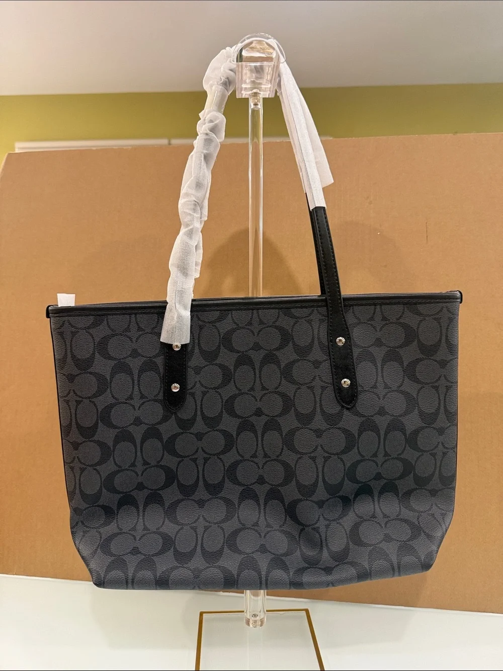 COACH Charcoal/Black Signature Canvas Tote